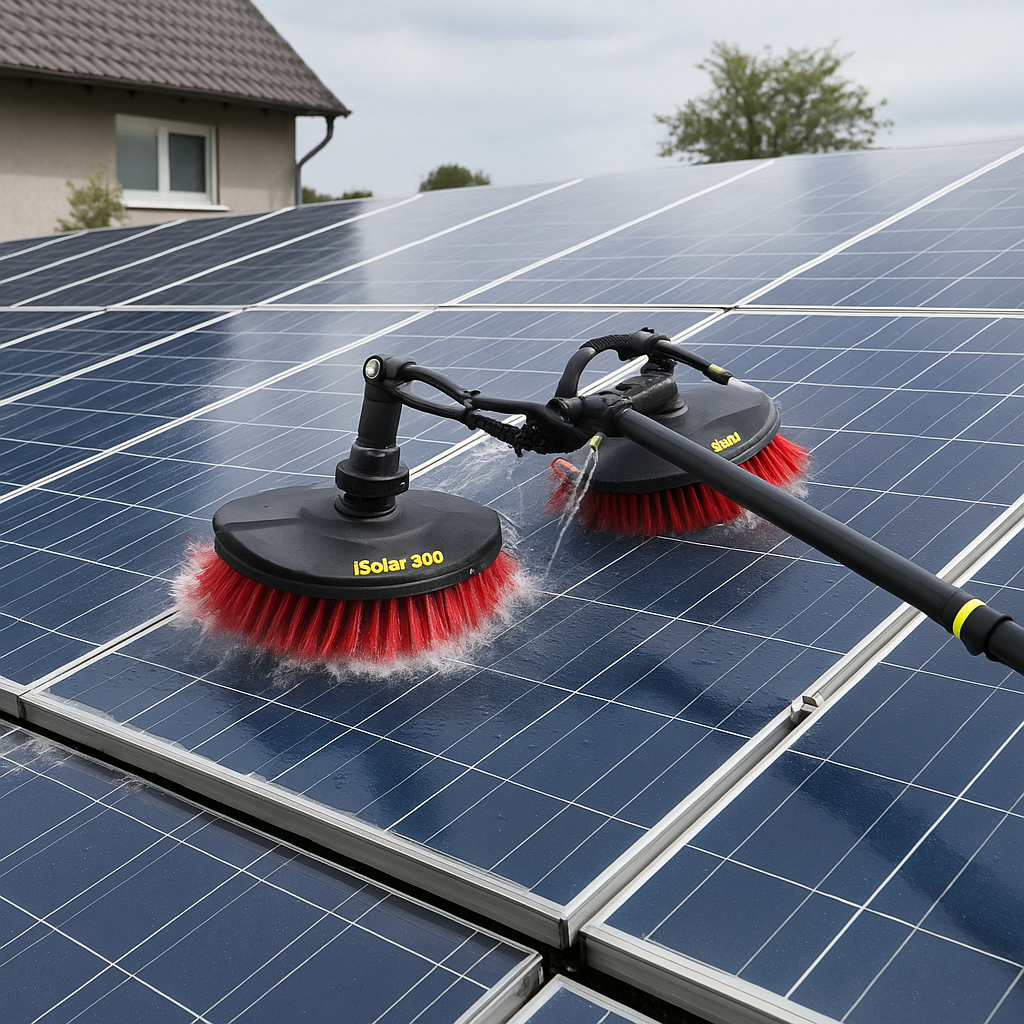 Panouri solare curate strălucind la soare în Moldova